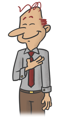Cartoon chap taking a pledge