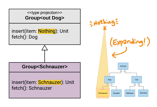 Why out-projections force parameter types to Nothing.
