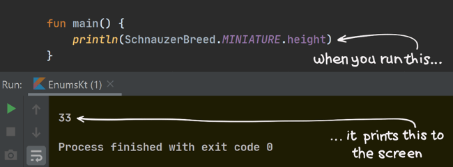 Screenshot showing how println() prints to the screen